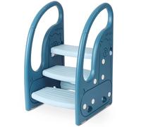 Onasti Step Stool for Kids, 3-Step Height Adjustable Toddler Step Stool, Plastic Learning Tower, Kitchen Helper, Toilet Steps with Handles and Non-Slip Pads, for Counter, Bathroom & Sink (Blue)