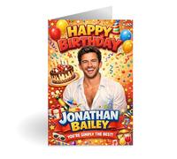 onathan Bailey Birthday Greeting Card - Celebrity Happy Birthday Card - A5 Luxury Card with Envelope - Fun Colourful Party Design - For Fans