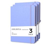 ONAVIA A4 College Ruled Notebook 3 Pack, 8.5" x 11", Hardcover Lined Journals for School Notes, Study, Homework, Class Writing and Journaling, 160 Pages (80 Sheets), Cornflower Blue