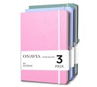 ONAVIA A4 College Ruled Notebook 3 Pack, 8.5" x 11", Hardcover Lined Journals for School Notes, Study, Homework, Class Writing and Journaling, 160 Pages (80 Sheets), Green,Pink, Cornflower Blue