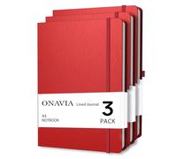 ONAVIA A4 College Ruled Notebook 3 Pack, 8.5" x 11", Hardcover Lined Journals for School Notes, Study, Homework, Class Writing and Journaling, 160 Pages (80 Sheets), Red
