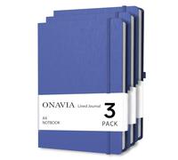 ONAVIA A4 Hardcover Notebooks 3 Pack, Lined Work Journals, 160 Pages, Blue