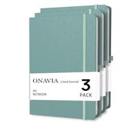ONAVIA A4 Hardcover Notebooks 3 Pack, Lined Work Journals, 160 Pages, Green