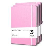 ONAVIA A4 Hardcover Notebooks 3 Pack, Lined Work Journals, 160 Pages, Pink