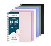 ONAVIA A4 Squared Notebook 6 Pack, 80 Sheets, 90GSM Spiral Notepad, Pastel