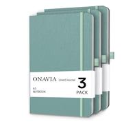 ONAVIA A5 College Ruled Notebook 3 Pack, 5.8" x 8.3", Hardcover Lined Journals for School Notes, Study, Homework, Class Writing and Journaling, 160 Pages (80 Sheets), Midnight Green