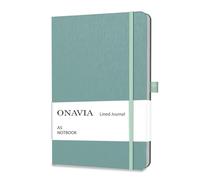 ONAVIA A5 Notebook Hardcover, 5.8" x 8.3" Lined Journal College Ruled Notebook for Work, Office Meetings, Travel, Note Taking, Planning & Daily Writing, 160 Pages, Midnight Green