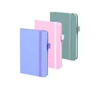 ONAVIA A6 Pocket Notebook 3 Pack, 3.5" x 5.7", Hardcover Lined Journals for School Notes, Study, Homework, Daily Planning and Journaling, 160 Pages (80 Sheets), Green, Pink, Cornflower Blue