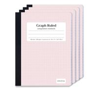 ONAVIA Pink Graph Composition Notebook 4 Pack, 5x5 Grid, 200 Pages