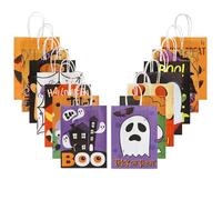 ONBAGLST Halloween Paper Gift Bags with Handle, Pack of 12 Halloween Bags for Treat or Trick Sweet Goodie Candy Party Favors