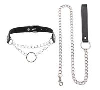 ONBRIG Black Choker Necklaces for Woman Heart Slip Chain Choker for Women Adjustable Black Leather Collar Chokers Goth Jewelry, L, Metal, No Gemstone