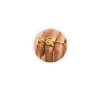 ONBRIG Chunky Gold Rings for Women Thick Gold Statement Rings Croissant Dome Ring Twisted Braided Rope Ring Bold Chunky Rings Simple Gold Thick Rings Simple Trendy Fashion Rings