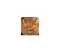 ONBRIG Chunky Heart Necklace for Women Gold Puffy Heart Necklace Black Cord Choker Necklace Y2k Necklace Jewelry, Gold, No Gemstone