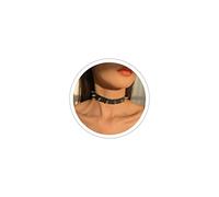ONBRIG Spiked Choker Necklace Black PU Leather Choker Necklace Goth Choker Necklace Studded Spiked Heart Circle Choker Necklace Punk Gothic Necklace Halloween Jewelry for Women (3_spiked)