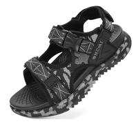 ONCAI Men's Hiking Sandals，Arch Support Orthopedic Recovery Walking Sandal for Men 2025 with Camouflage Breathable Mesh Upper Adjustable Strap Summer Water Athletic Shoes Camo Black Size 13