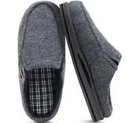 ONCAI Mens Slippers with Orthotic Arch Support,Cotton-Blend High-Density Memory Foam Plantar Fasciitis House Slippers Warm Clogs Slip-on Indoor Outdoor Rubber Sole Felt Grey Size 7