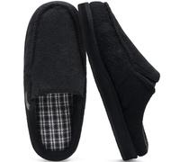 ONCAI Mens Slippers with Orthotic Arch Support,Cotton-Blend High-Density Memory Foam Plantar Fasciitis House Slippers Warm Clogs Slip-on Indoor Outdoor Rubber Sole Felt Black Size 12
