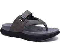 ONCAI Orthopedic Flip Flops for Men Mens Arch Support Walking Sandals Sport Recovery Orthotic Leather Sandal for Man Plantar Fasciitis DarkGrey Black size 11
