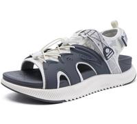ONCAI Walking Sandals for Women, Sport Athletic Hiking Sandals With Arch Support Orthotic Outdoor Footbed for Plantar Fasciitis, Water Sandalias Mujer with Adjustable Strap Grey/White Size 5.5