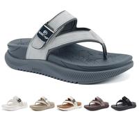 ONCAI Womens Orthotic Flip Flops with Arch Support Grey Summer Beach Essentials Dressy Trendy Walking Sandles Size 9 and Chunky Thick Outdoor Rubber Soles