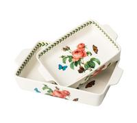 ONCCI In-Glaze Ceramic Baking Dish Set of 2 - Rectangular with Handles,Casserole dishes 10.8 * 7.99in & 8.58 * 6.54inch Sizes - Oven Safe for Cooking, Baking, Casseroles - Dishwasher Safe(Pink Rose)