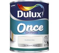 Once Coat Satin Wood & Metal Paint 750ml - One Coat, White, Interior & Exterior, No Undercoat Needed, Quick Drying, Low Odour, Durable Long Lasting Finish