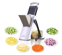 ONCE FOR ALL Safe Mandoline Slicer 5 in 1 Vegetable Chopper Food Potato Cutter, Strips Julienne Dicer Adjustable Thickness 0.1-8 mm Kitchen Chopping Artifact Fast Meal Prep (Upgrade-White)