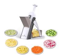 ONCE FOR ALL Safe Mandoline Slicer 5 in 1 Vegetable Chopper Food Potato Cutter, Strips Julienne Dicer Adjustable Thickness 0.1-8 mm Kitchen Chopping Artifact Fast Meal Prep (Gray)