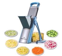 ONCE FOR ALL Upgrade Safe Mandoline Slicer Plus, Biger Size, Adjustable Vegetable Food Chopper Potato Fries Cutter, Detachable Blade, Kitchen Chopping Artifact, Gift (Dark Blue)