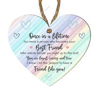 Once in a Lifetime Best Friend Plaque | Friendship Gifts | Shabby Chic Heart Hanging Decor | Special Friend Thank You Gift (Mdf Wood Indoor Use Only 10cm x 9cm, Pastel Rainbow)