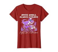Once Small Always Strong Preemie boy Cool t-rex Prematurity T-Shirt, Women, Cranberry Red, X-Small