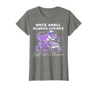 Once Small Always Strong Preemie boy Cool t-rex Prematurity T-Shirt, Women, Olive Heather, Medium