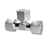 Once. T-connection fitting, sealing cone, rotatable 360°, nut M30x2.0 i., pipe outer diameter 22 mm, PN max. 160 bar, galvanised steel