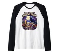 Once Upon A Midnight Dreary The Raven Edgar Allan Poe Fan Raglan Baseball Tee