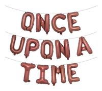 Once Upon A Time Birthday Decorations Balloon Banner Crown Balloons Princess 1st Bday Decorations for Girl Fairytale Princess 1st Year Old Party (ONCE UPON A TIME Chocolate)