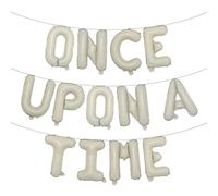 Once Upon A Time Birthday Decorations Balloon Banner Crown Balloons Princess 1st Bday Decorations for Girl Fairytale Princess 1st Year Old Party (ONCE UPON A TIME Cream)