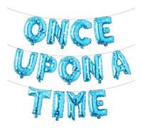 Once Upon A Time Birthday Decorations Balloon Banner Crown Balloons Princess 1st Bday Decorations for Girl Fairytale Princess 1st Year Old Party (ONCE UPON A TIME Blue Star)