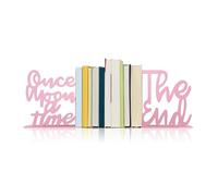 Once Upon A Time Bookends,Metal Decorative Bookends,Once Upon A Time Sign for Bookshelf, Reading Nook, Daycare, Classroom Bedroom Home Office Nursery Decor,Birthday Gift for Boys and Girls (Pink)