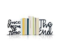 Once Upon A Time Bookends,Metal Decorative Bookends,Once Upon A Time Sign for Bookshelf, Reading Nook, Daycare, Classroom Bedroom Home Office Nursery Decor,Birthday Gift for Boys and Girls (Black)