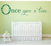 Once Upon a time Quote, Vinyl Wall Art Sticker. Mural, Decal. Home, Wall Decor. Children's Bedroom, Nursery, Playroom, Library, School (80cm Wide x 17.9cm high, Emerald Green)