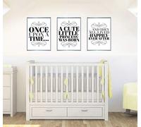 Once Upon A Time Set of 3 Quotes Baby Girls Nursery Decor Wall Art Poster Print - Size A2-420 x 594 mm