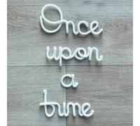 Once Upon a Time Sign Nursery Decor Once Upon a Time wire Wall Sign Decor for Reading Corner Kids Room Family Bookshelf Home Décor Birthday Present DIY Decoration (White)