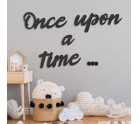 Once Upon a Time Sign, Read Letters Decor Sign Wooden Reading Corner Decor for Kids Bedroom and Stick Wall Art for School Classroom Nursery Playroom Decor (Black)