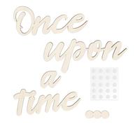 Once Upon a Time Sign, Wooden Reading Corner Decor with 20 Dispensing Glue Once Upon a Time Wall Decal Nursery Sign Kids Room Stickers Decor Aesthetic for Baby Shower Birthday Gift Room Decor