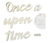 Once Upon a Time Sign, Wooden Reading Corner Decor with 20 Dispensing Glue Wall Nursery Decor Sign, Once Upon a Time Kids Room Stickers Decor Aesthetic for Baby Shower Birthday Gift Room Decor