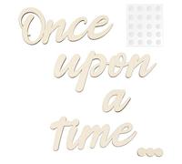 Once Upon a Time Sign, Wooden Wall Decor for Living Room & Bedroom, Rustic Storybook Decoration Sign Perfect Housewarming Gift for Wedding/Christmas/Birthday, with 20pcs Glue Dots