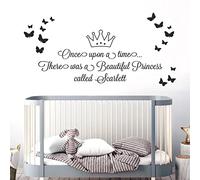Once Upon a time, There was a Beautiful Princess - Girls Name Nurserty Wall Art Sticker [Medium] [Black]