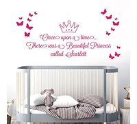 Once Upon a time, There was a Beautiful Princess - Girls Name Nurserty Wall Art Sticker [Medium] [Magenta]