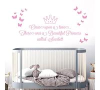 Once Upon a time, There was a Beautiful Princess - Girls Name Nurserty Wall Art Sticker [XLarge] [Pink]