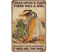 Once Upon A Time There was A Girl Who Really Love Gardening Plant Aluminum Tin Sign Door Signs Exterior Home Cave Garage bar Country Poster Club Wall Plaque Decoration Retro Aluminum Sign 8x12 Inch